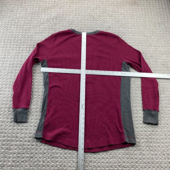 Eddie Bauer Shirt Men XXL 2XL Burgundy Gray Long Sleeve T-Shirt 1/4 Button Up - Picture 9 of 11